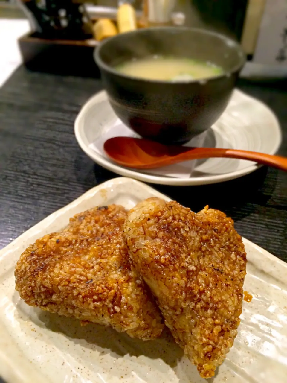 焼きおにぎりと鶏スープ|くぅ♪さん