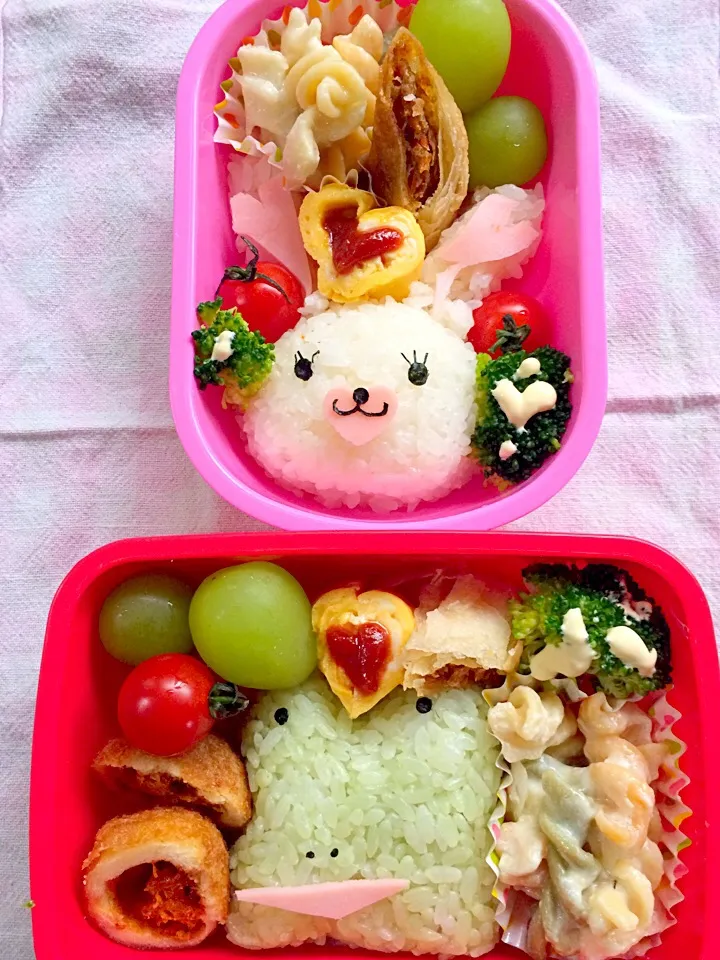 Lunch box☆Mofy of rabbit🐇&Kelly of frog🐸うさぎのﾓﾌｨ&ｶｴﾙのｹﾘｰ|🌈Ami🍻さん