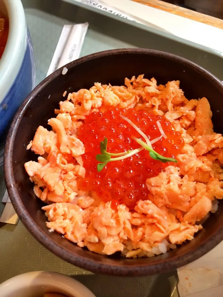 三文鱼和鱼籽盖饭～❤️ 🐟Salmon with Salmon Roe on Rice！|Aysh小薯さん