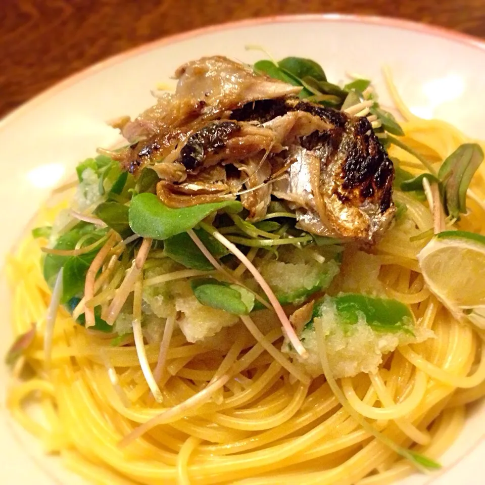 韃靼蕎麦の芽と秋刀魚のパスタ。カボス風味。|tetsuya fujiさん