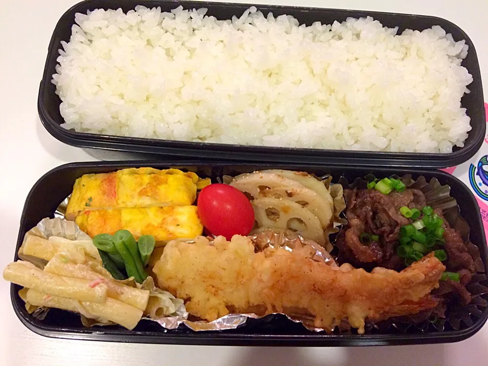 海老天のお弁当。|Chiharuさん