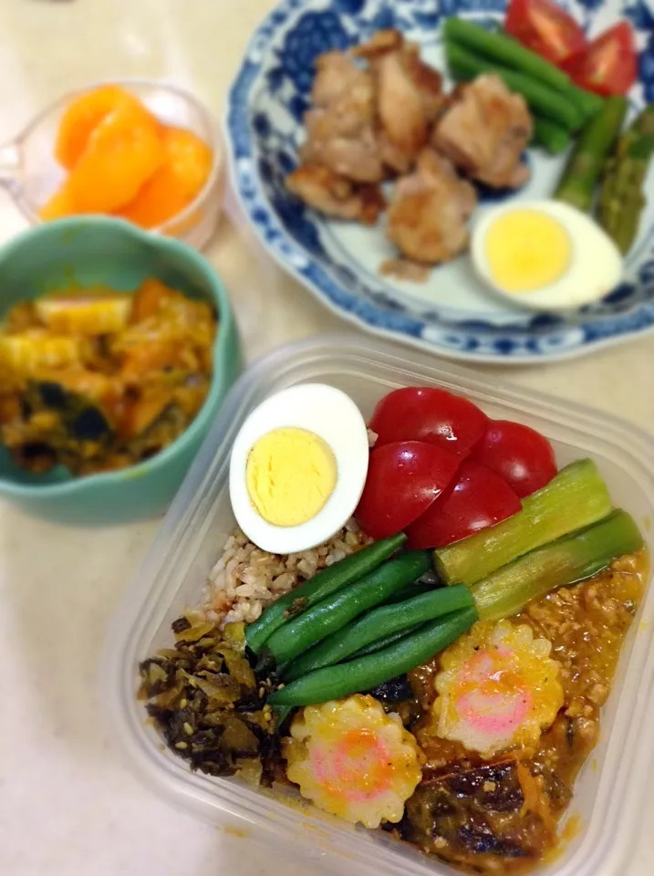 Today's lunch box & JK lunch plate. JK今週土曜日オープンデーで授業あるので代休だとさ。連休いーなー|hoppycowさん