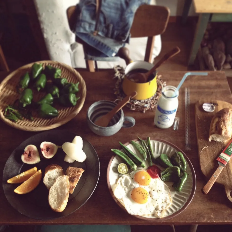 Snapdishの料理写真:“ 本日の収穫 。と、 ”|おたんこ食堂  d□~°さん