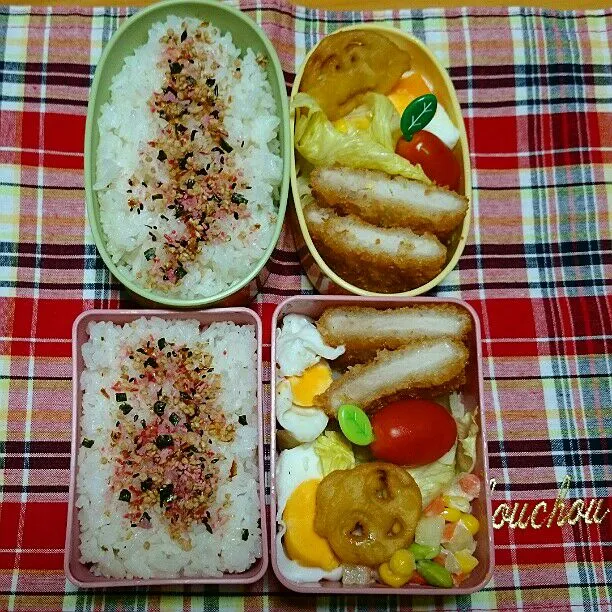 10/2(木)の二人弁当🍱
♪ロースカツ
♪目玉焼き
♪サラダ
♪スイートポテト
♪ミニトマト|ふみぃさん