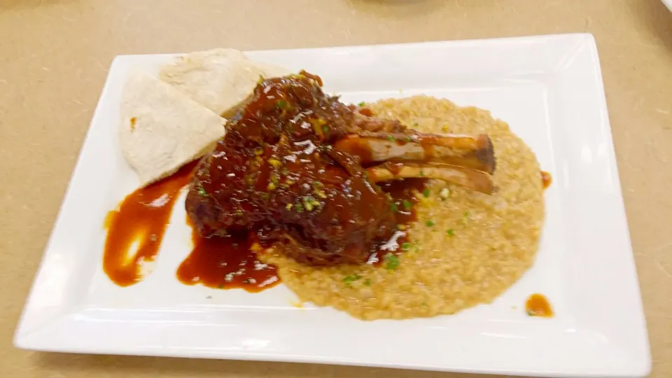 braised lamb shank and steel cut oat risotto|sheree smithさん