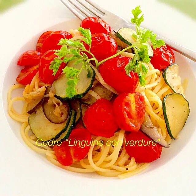 Linguine con verdure  女子力アップの？ヘルシーお野菜パスタ   自家製フレーバーオイルで🍋|Cedro🍋さん