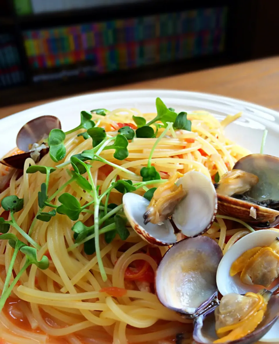 愛のボンゴーレʕ-̼͡-ʔspaghetti alle vongole in rosso #コズパス|七海さん