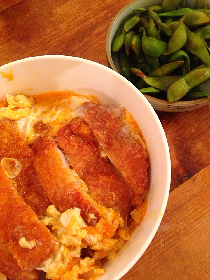 カツ丼、枝豆|カオリンさん