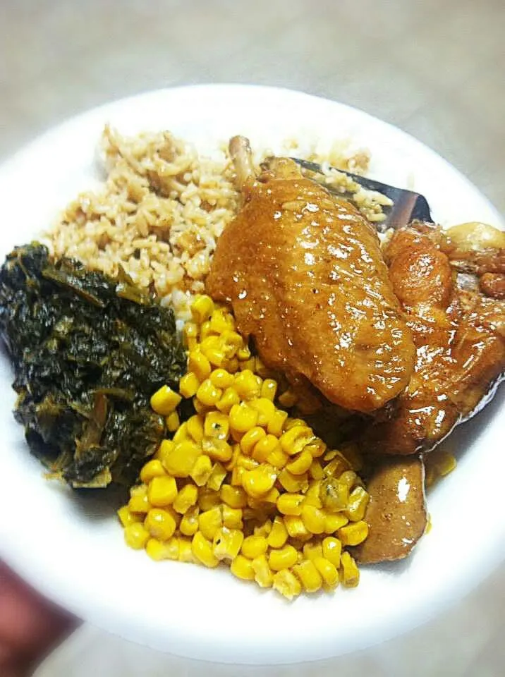 Turkey Wings with Dirty Rice 👍Greens &  Corn 🌽 #Vegetable #Tasty|Alisha GodsglamGirl Matthewsさん