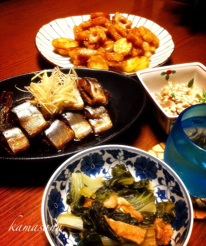 秋刀魚の生姜煮🐟さつまいもと蓮根の甘辛酢 など…|かまさん