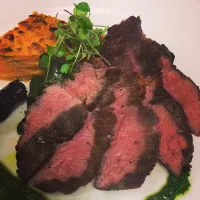 Lime chili scented bison skirt steak, yam pave potato, black trumpet mushrooms, chimichurri|Shawn F Doyle CECさん