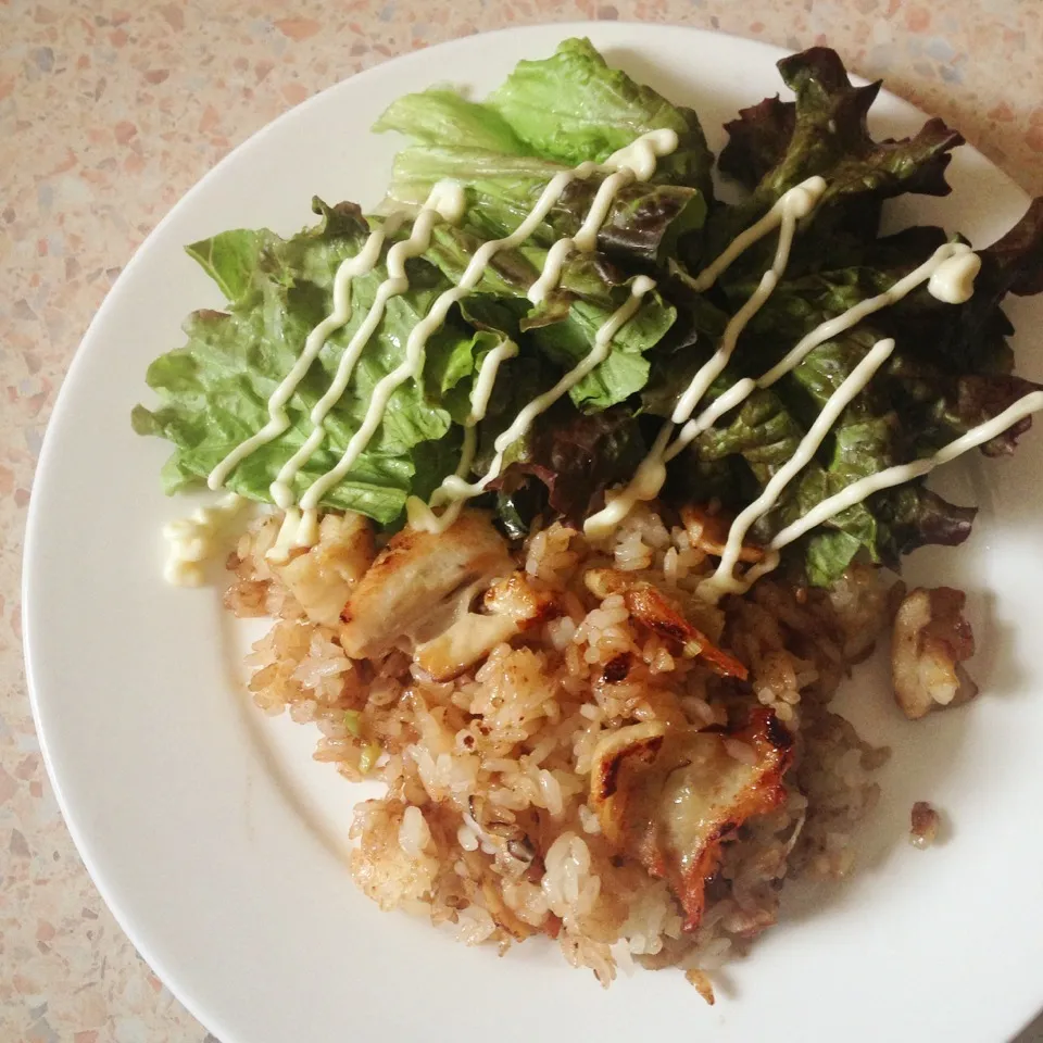 朝ごはん 鶏皮チャーハン|はやしさん