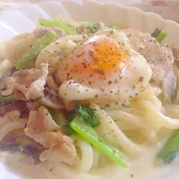 Snapdishの料理写真:カルボナーラうどん|Aoi Kurosawaさん