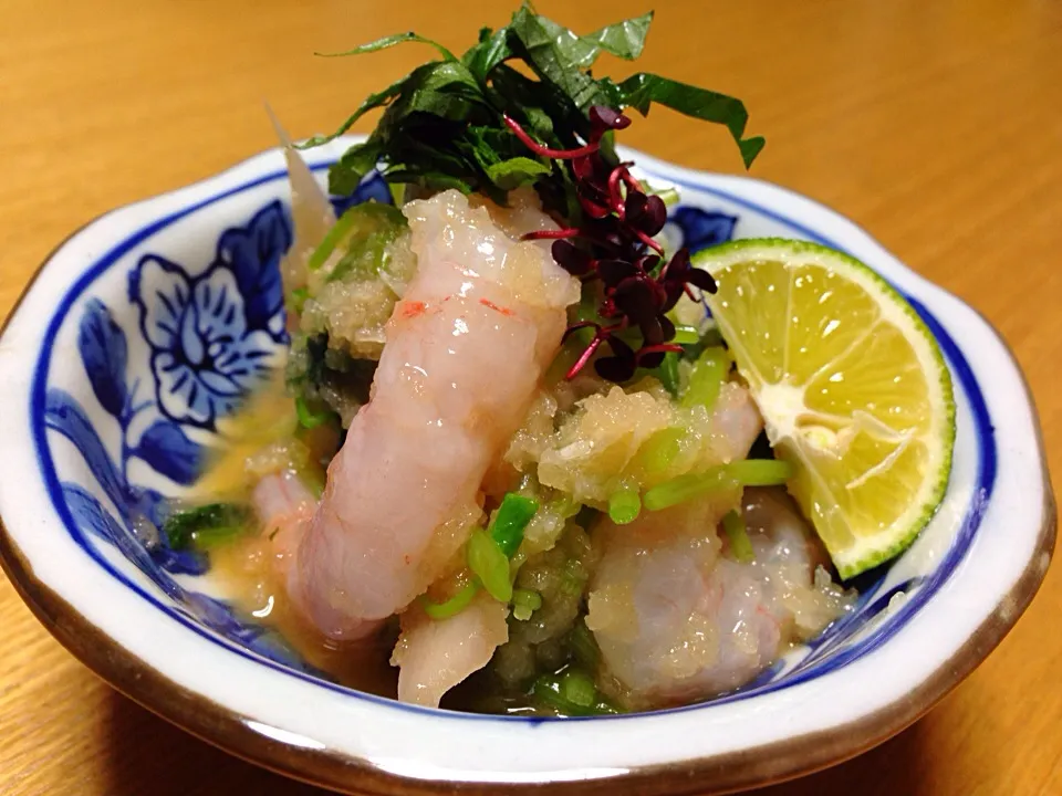 甘エビで咲きちゃんの料理 生エビと新生姜酢漬けの鬼おろしサラダ|川上千尋さん