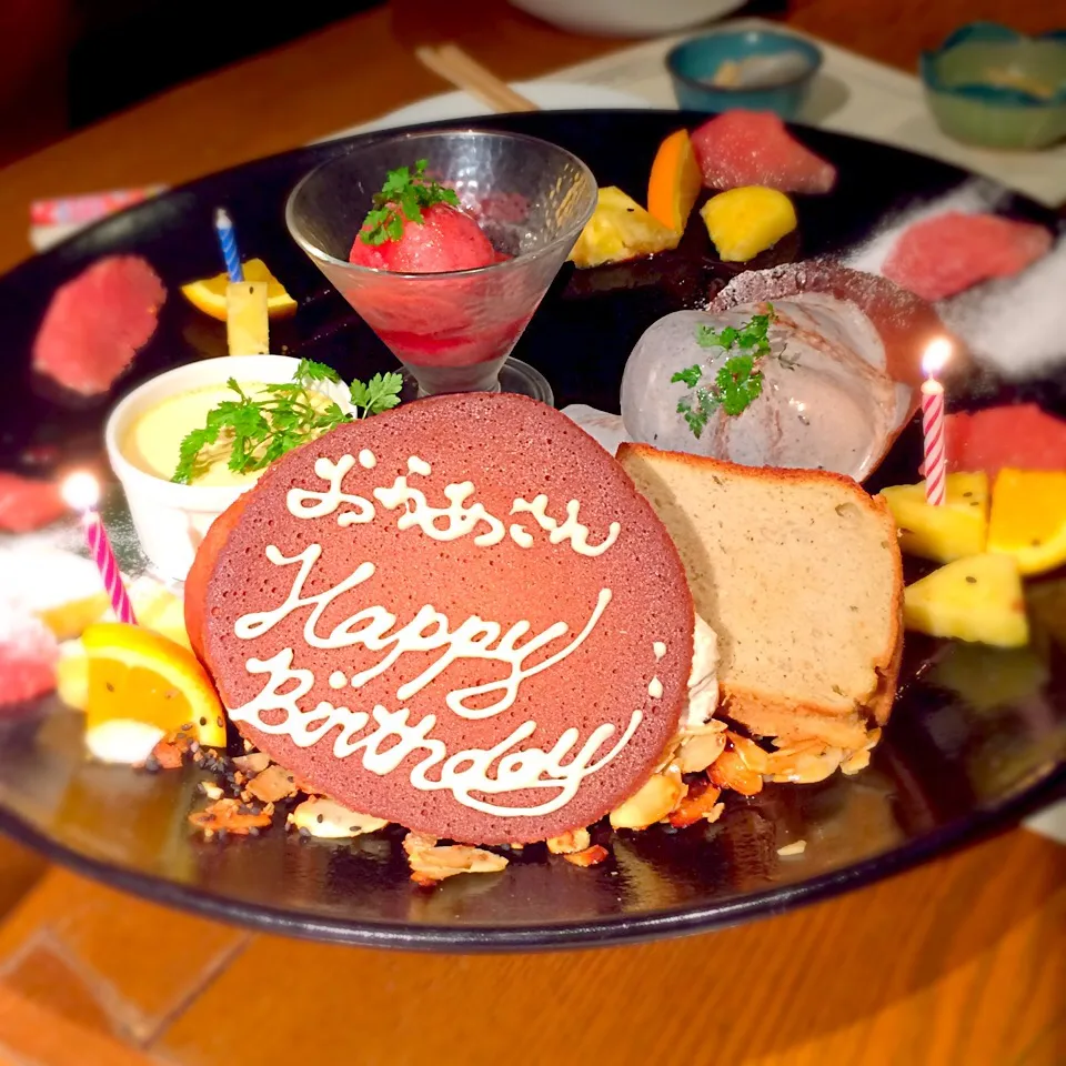 外食先で祝ってくれました♪(^^)|pinkmamaさん