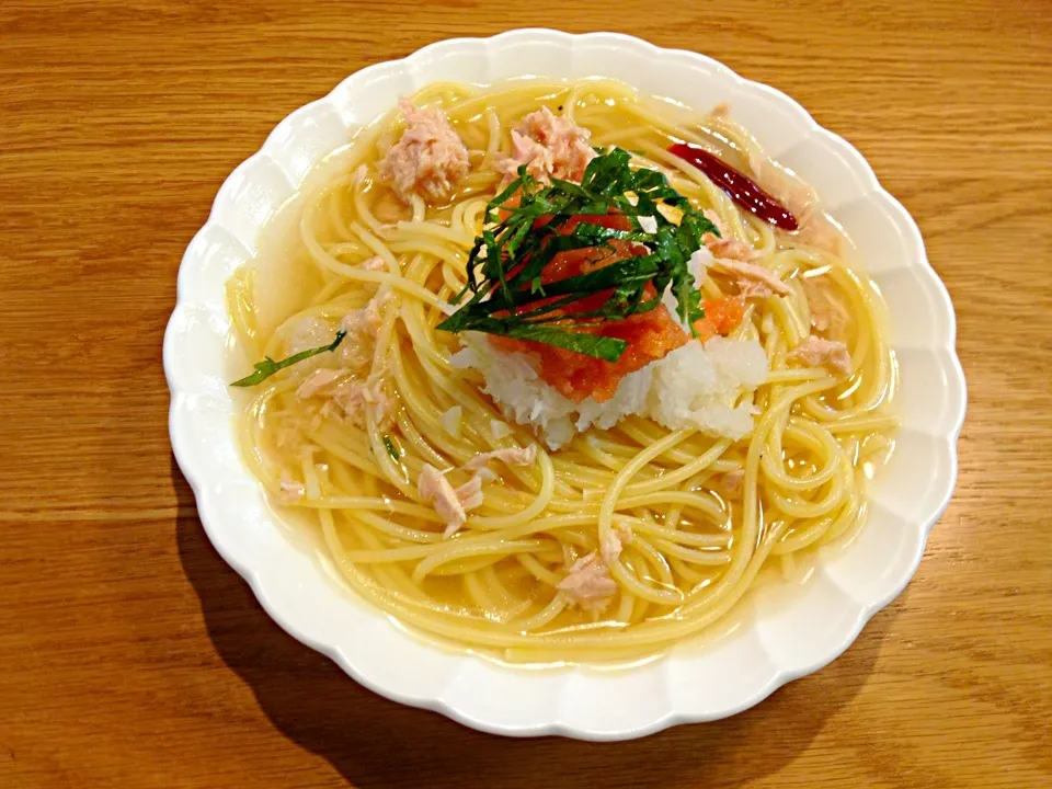 Snapdishの料理写真:ツナおろしと明太子のパスタ|mariさん