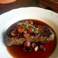 Snapdishの料理写真:lamb herb crust filet with cherry glazed shallots.|Ahmedさん