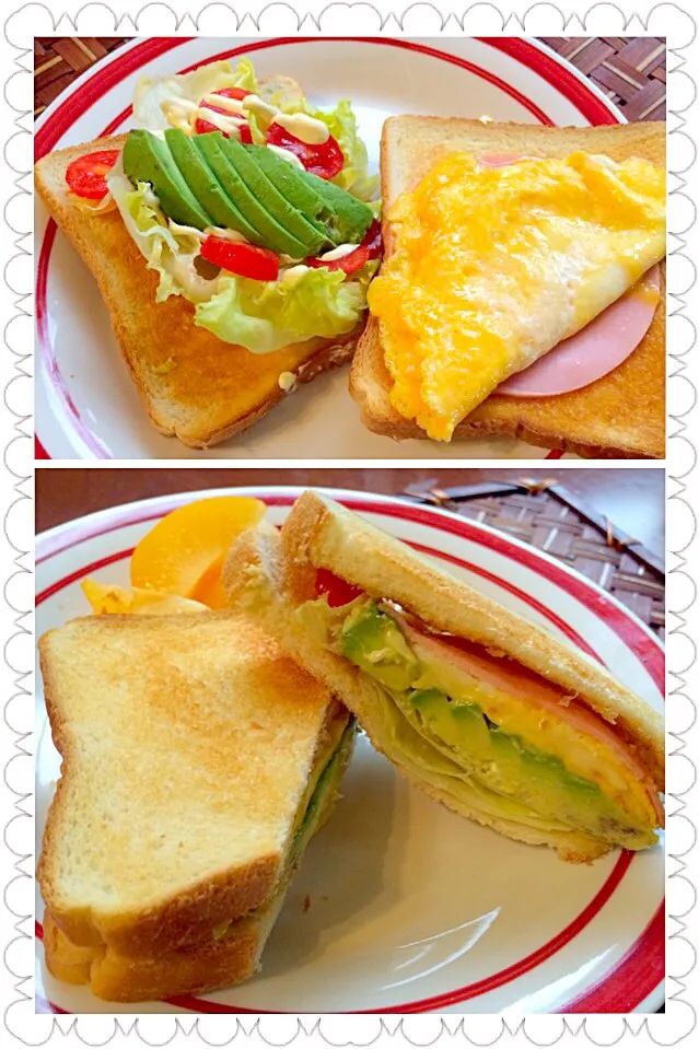 ALECHT sandwich🍞ｱﾎﾞｶﾄﾞ･ﾚﾀｽ･卵･ﾁｰｽﾞ･ﾊﾑ･ﾄﾏﾄの欲張りｻﾝﾄﾞｳｨｯﾁ|🌈Ami🍻さん