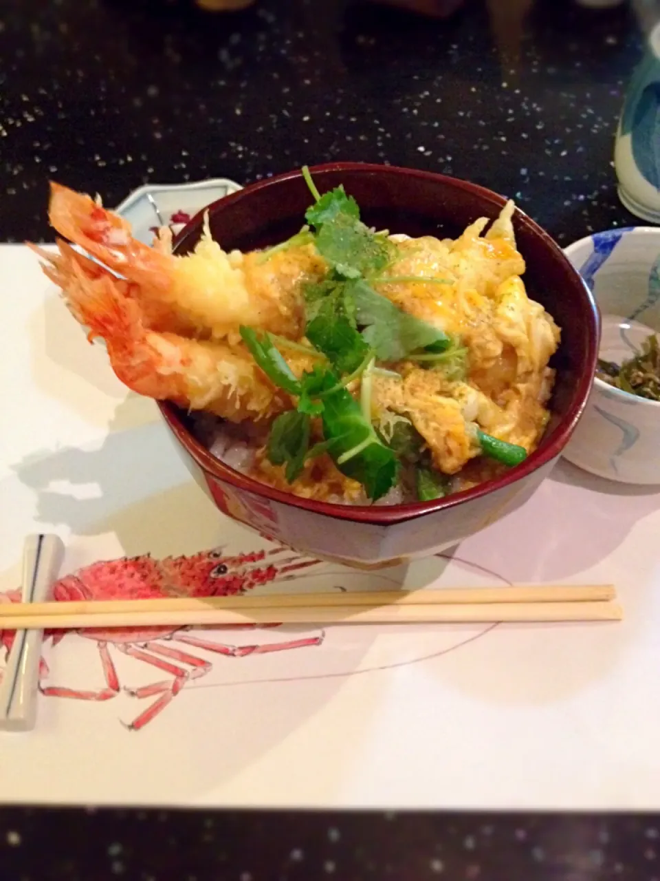 海老天とじ丼|あくびさん