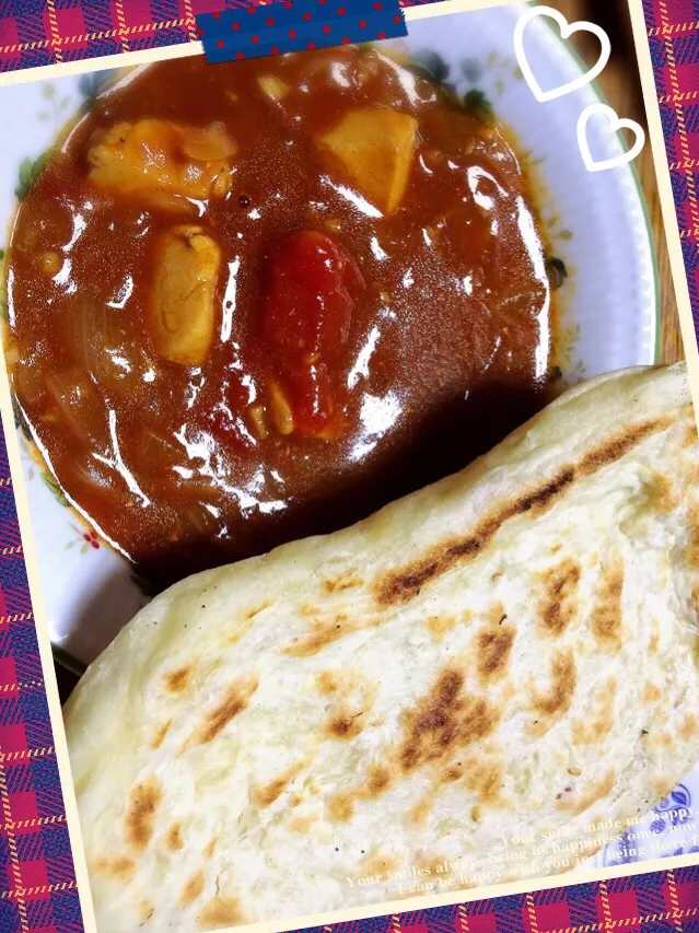 Chicken tomato curry with sesame naan - チキントマトカレーと胡麻ナン|cocoaさん