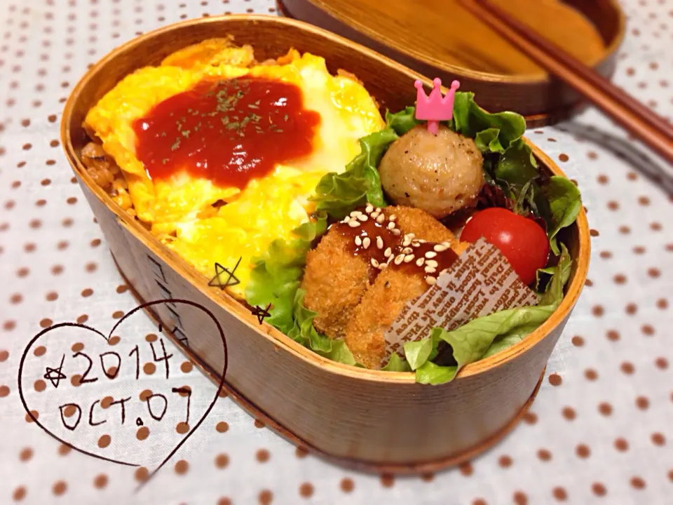 10/7* オムライス お弁当 ࿉ ໋|ChaaO (ㅅ´³`)♡さん