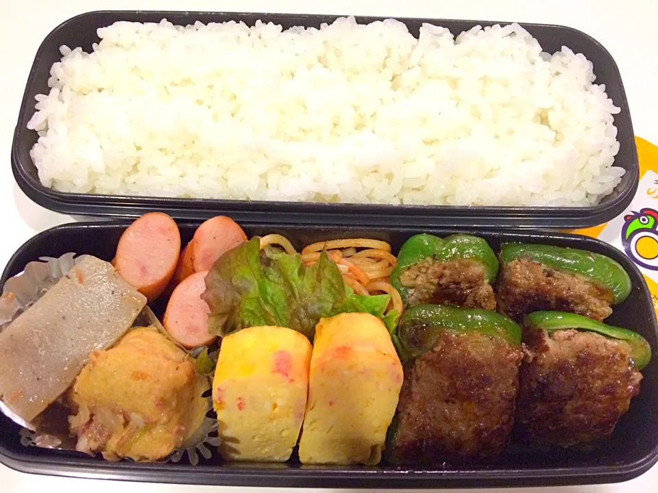 ピーマンの肉詰めのお弁当。|Chiharuさん