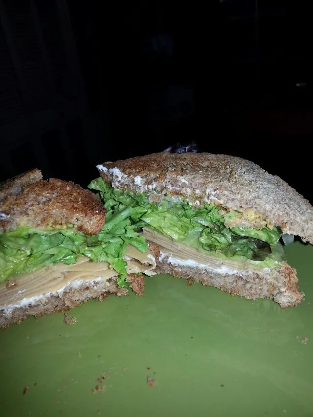 tofurkey sandwich on Ezekiel bread.|Polly Gelfusoさん