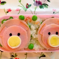 Snapdishの料理写真:ブタさん弁当|Mieko Oya Eharaさん