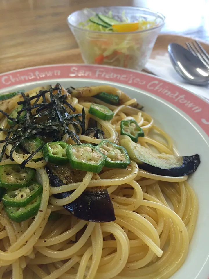 日替りパスタ 茄子とオクラの和風スパゲッティ|ダンディ☆和田さん