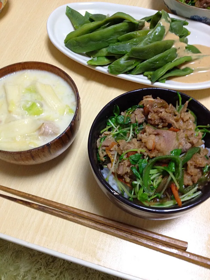 プルコギ風丼豆苗でちょい増し〜|yumii!さん