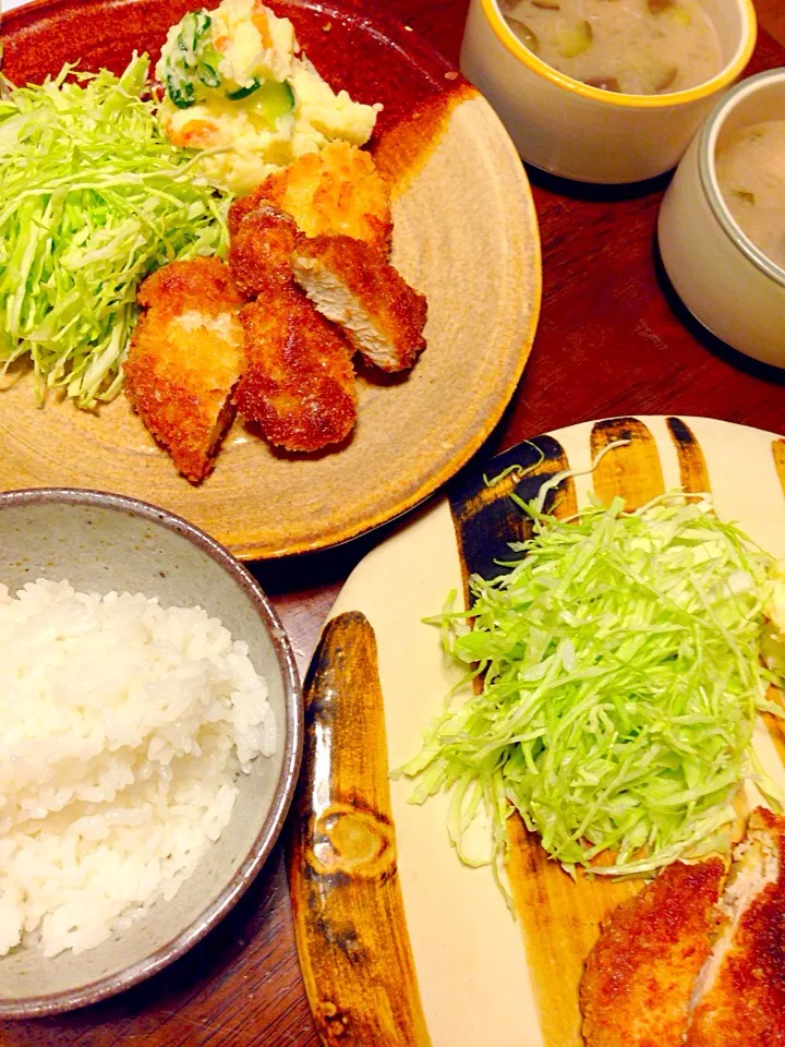 チキンカツの晩御飯|さくたえさん