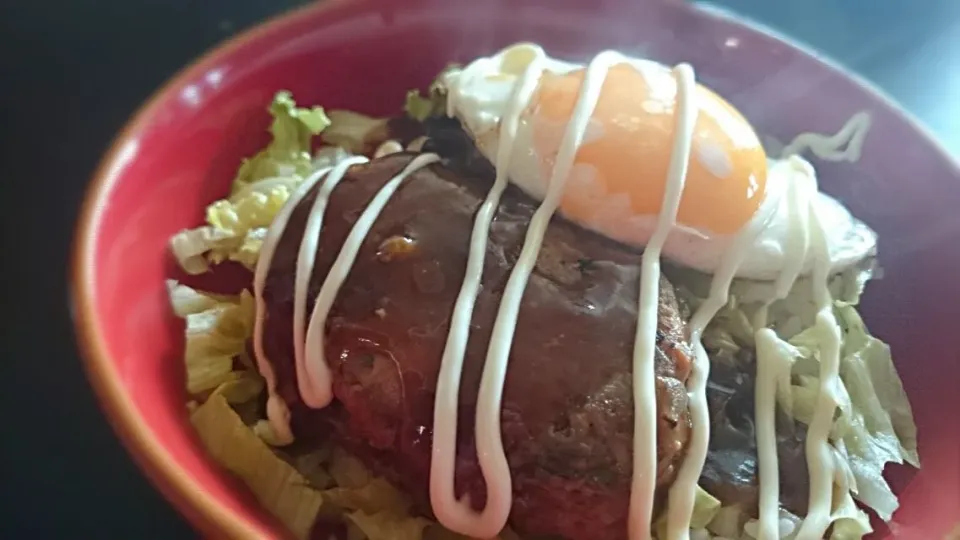 ゴボウと豆腐のハンバーグで、ロコモコ丼|くろねこじったん‍さん