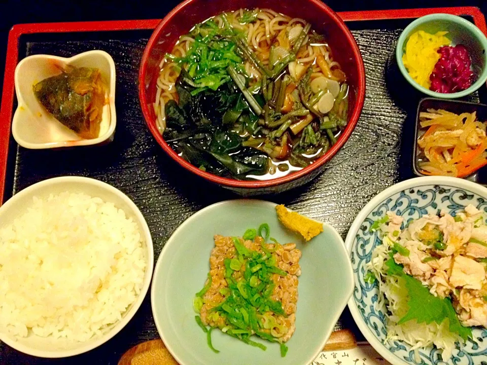 山菜そば定食納豆付き|yさん