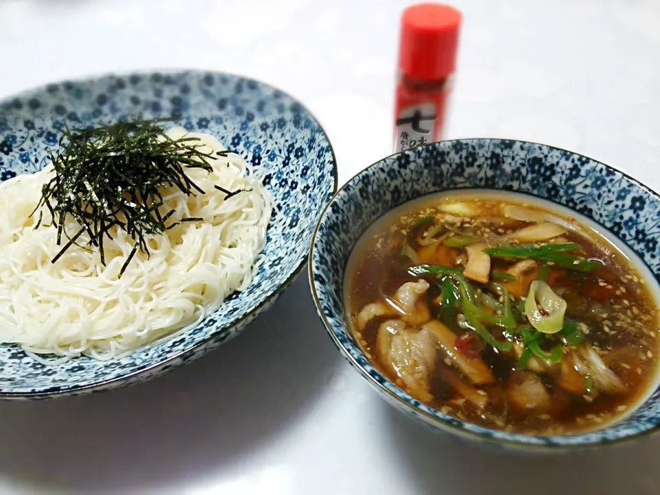 素麺のねぎ豚つけ麺|のみやんぬさん