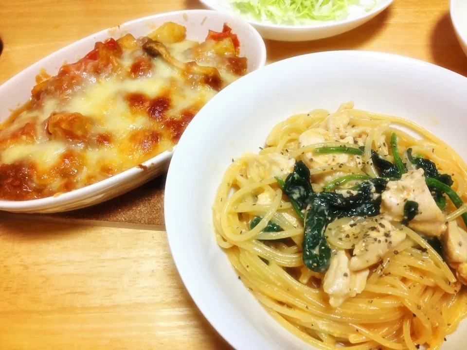 Snapdishの料理写真:パスタとグラタン！|gtuさん