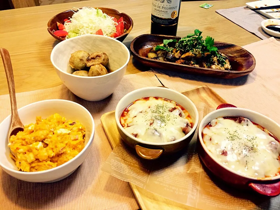 Snapdishの料理写真:＊秋のおうちワイン会🍷♡ﾞミートグラタン＊|ちょこあや＊*さん