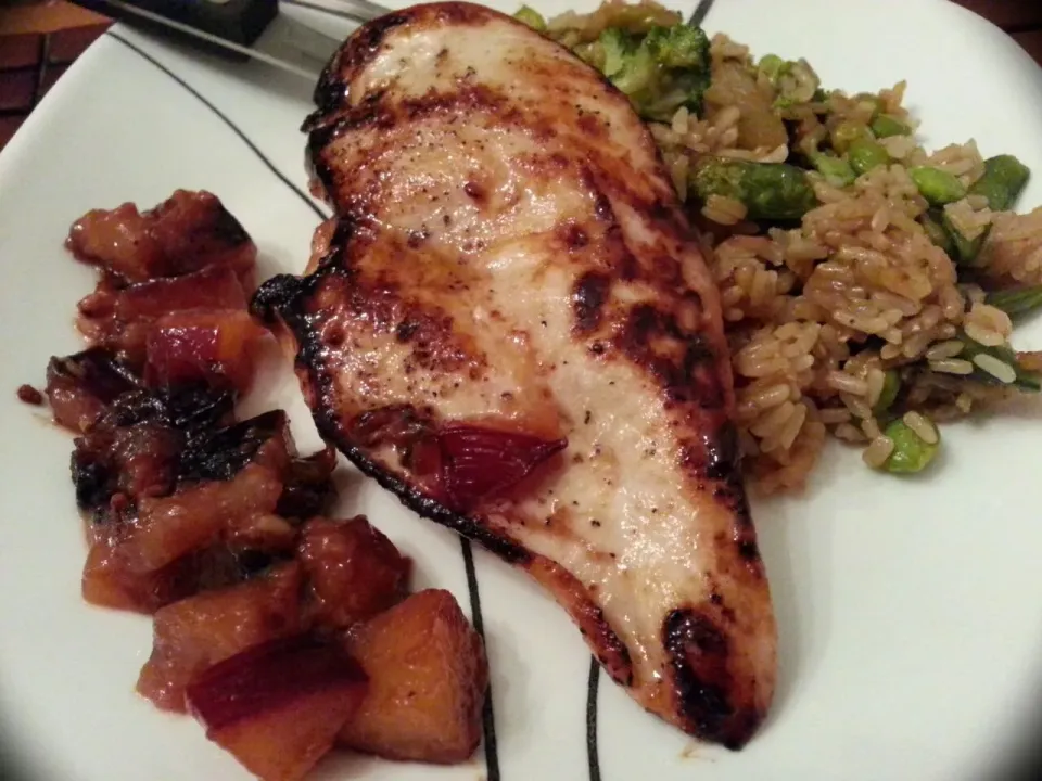 Chicken Breast with Thai Chile-Plum Glaze & Teriyaki Veggie Brown Rice|Melissa Marie Hallさん