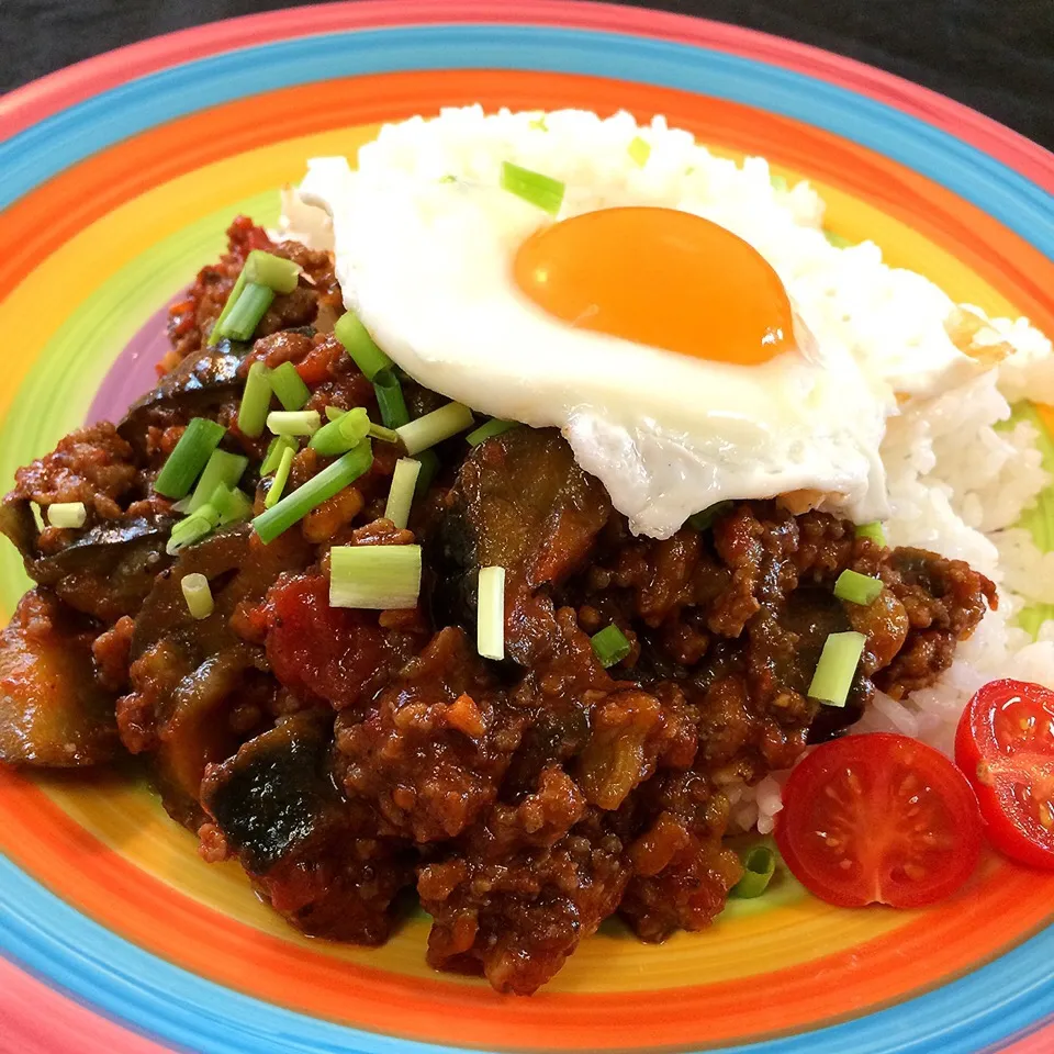 Snapdishの料理写真:おりぃ🎀さんの料理                     インド直産スパイス                   茄子のドライカレー|志野さん