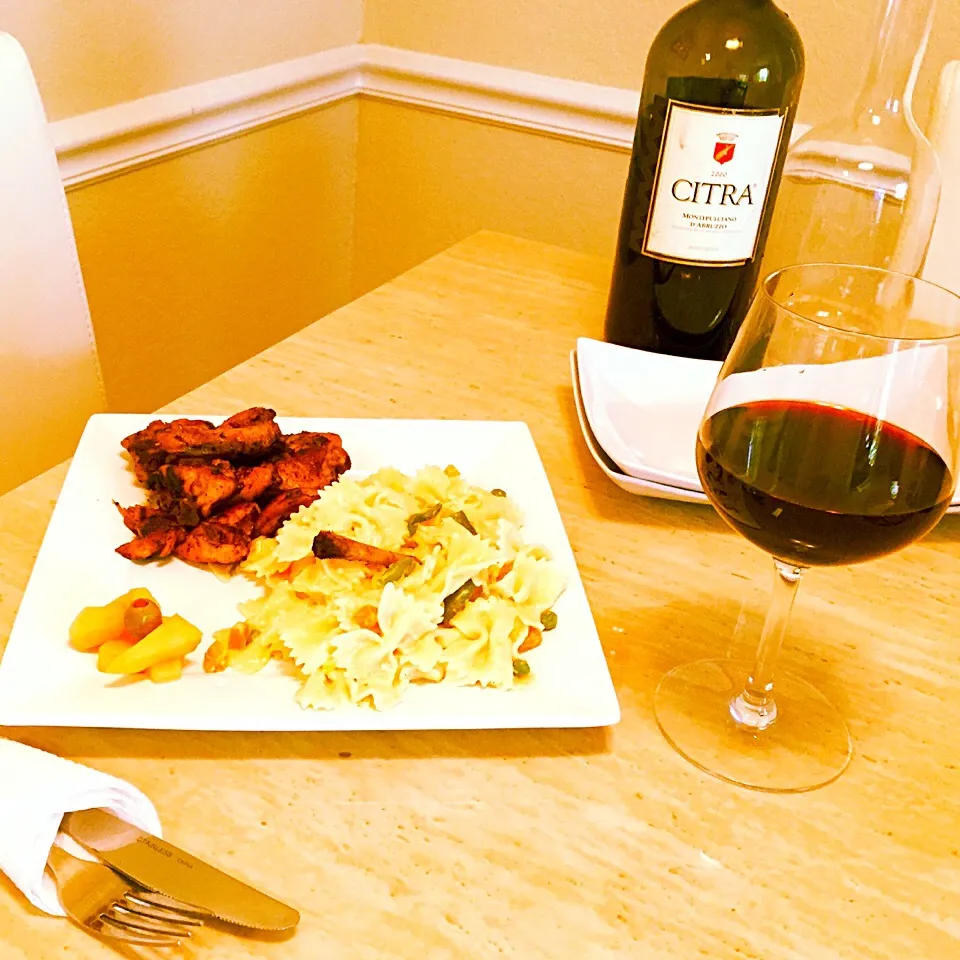 #CajunChicken + #Pasta Red Wine|Morel Leoさん