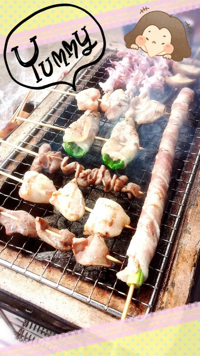 七輪で焼き鳥パーティー♪|ymk。さん