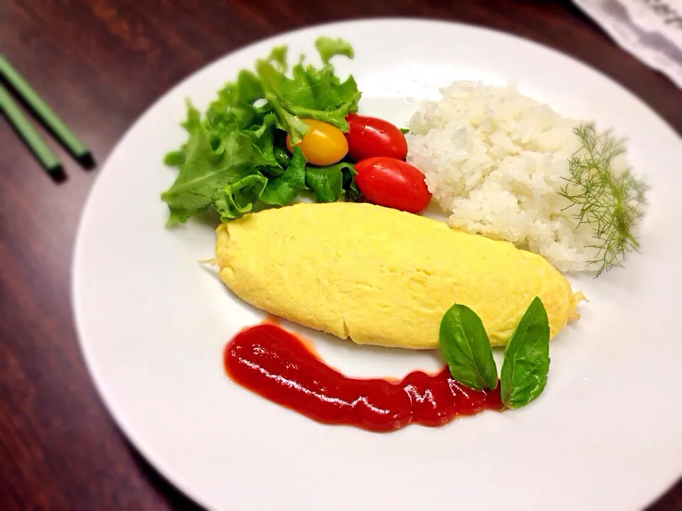 庭で採れた野菜とオムレツ|さいだーさん