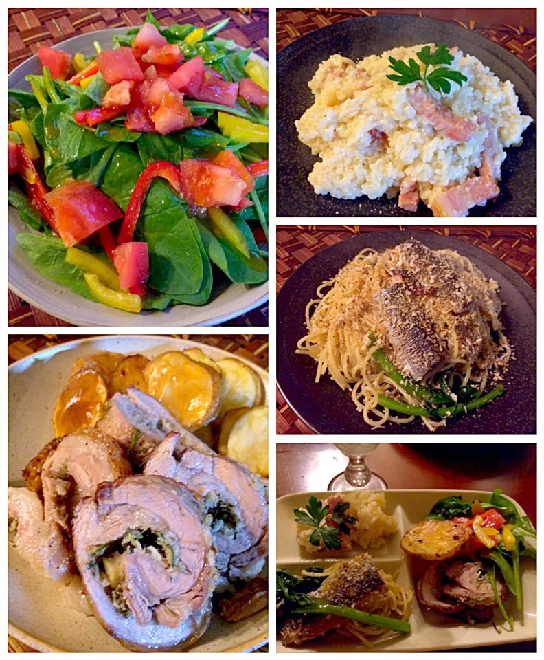 Snapdishの料理写真:Today's Dinner🍴ｻﾗﾀﾞ&助手(私)･ﾘｿﾞｯﾄ･ﾍﾟﾍﾟﾛﾝﾁｰﾉ･ﾎﾟﾙｹｯﾀ by chef hubby|🌈Ami🍻さん