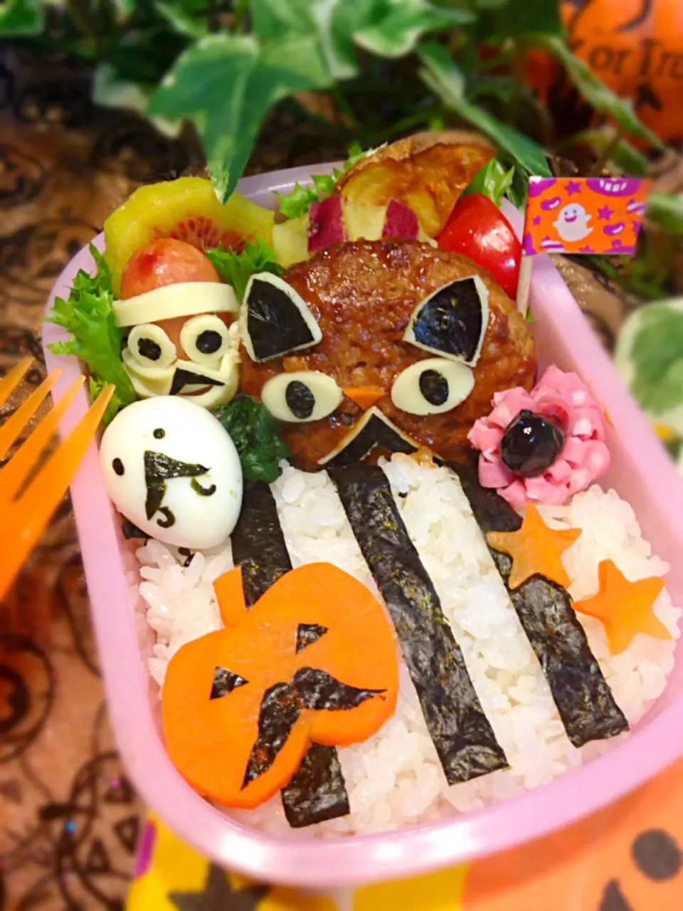 Snapdishの料理写真:子ども弁当🎃ヒゲハロウィン🎃|さとみ (satomi_foodart)さん