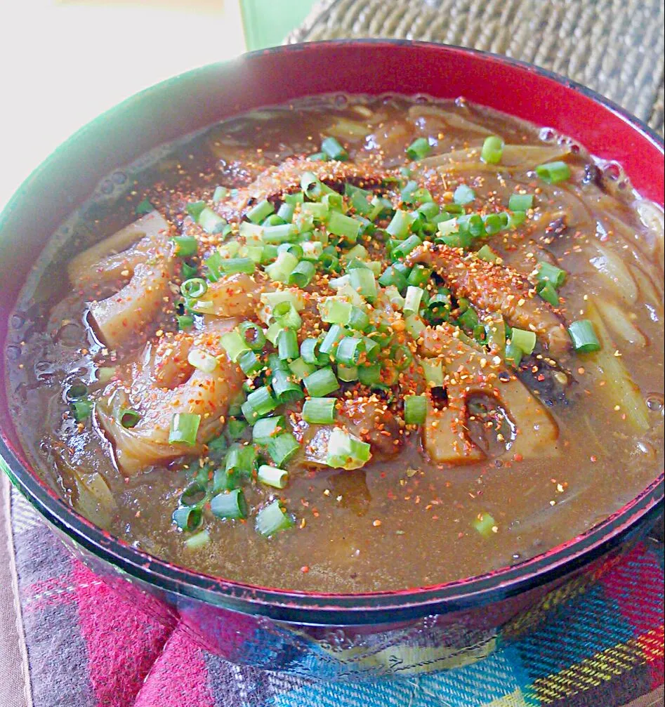 Snapdishの料理写真:昨日のカレーうどんの残りで、カレー温麺ヽ(´▽｀)/ yukiスペシャルなハバネロ入り😁|Yukiさん