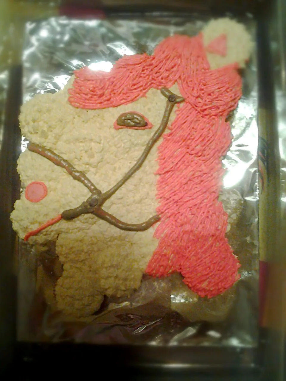 Harley's Horse Head cupcake cake for her class tomorrow at school.|Wes N Tami Jacksonさん