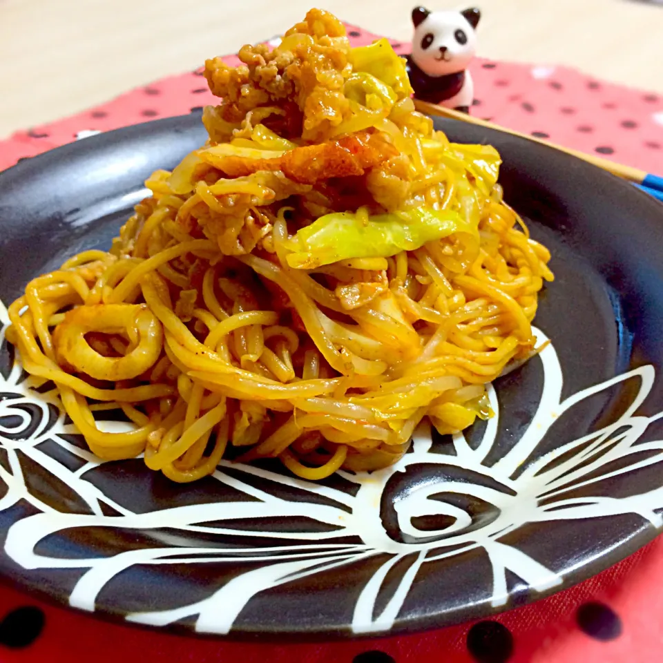 ちーちさんの料理 ぴり辛イカ焼きそば♪ちくわバージョン◡̈♥︎|さくらさん