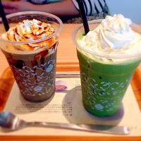 Snapdishの料理写真:ほうじ茶ラテ＆抹茶ラテ|Eriさん