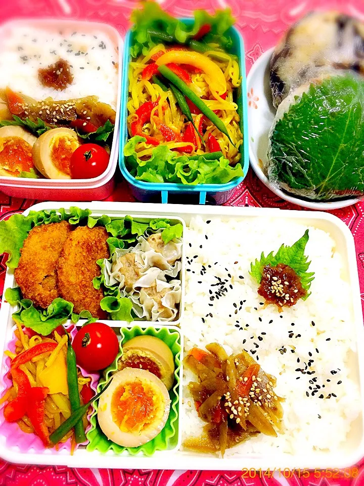 Snapdishの料理写真:今日の３個弁当〜2014.10.15|こんぺいとうさん