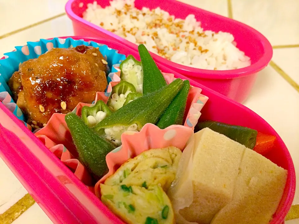 Lunch Box  Teriyaki Chicken ,Okra,Dashimaki  &Koya Tofu.|Marie.さん