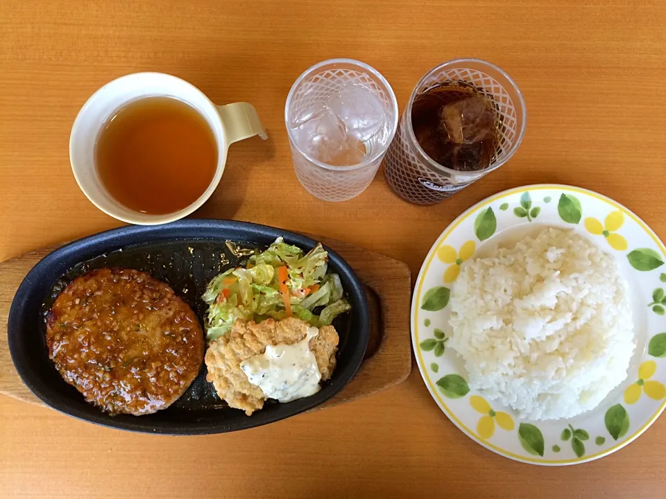 ハンバーグ&チキン南蛮ランチ(甘酢ソース)|ばーさんさん